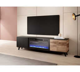 RANDOM RTV-K RTV 180 cm TV komód kandallóval, wotan tölgy/fekete