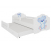 Kétszemélyes ágy korláttal és matracokkal CASIMO II BLUE BEAR 160x80 Fehér