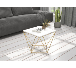 DIANA dohányzóasztal 50x50 Arany+Fehér