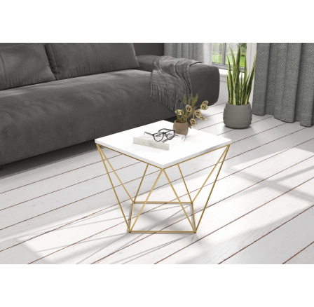 DIANA dohányzóasztal 50x50 Arany+Fehér