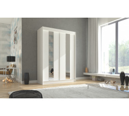 Tolóajtós szekrény tükörrel BALTON 150 Fehér+Fehér