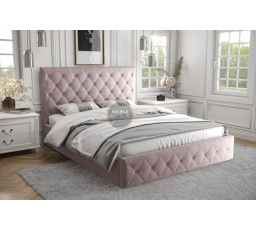 ŁÓŻKO ROMA - 200x200 , Metalowy na podnośnikach gazowych , Odcienie Różu