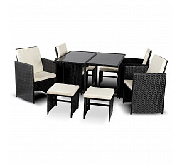 Zestaw Mebli Ogrodowych BONITO Czarny/Kremowy