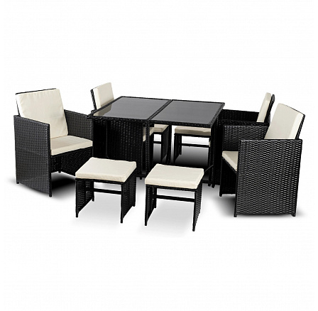 Zestaw Mebli Ogrodowych BONITO Czarny/Kremowy