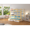 Háromszemélyes emeletes ágy matracokkal KARLO Pine+White