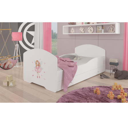 Ágy matraccal és fiókkal PEPE LÁNY SZÁRNYAKKAL 140x70 Fehér