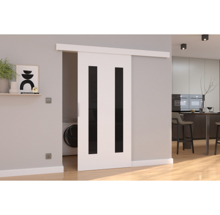 Tolóajtó a falra HERS 86 Fehér+Fekete Lacobel