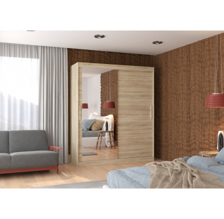 Tolóajtós szekrény tükörrel TOM 180 Sonoma+Sonoma