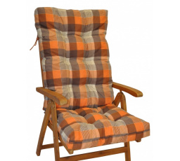 Polstr na teakové zahradní křeslo vysoké - látka UNIKO oranžová kostka