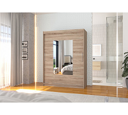 Tolóajtós szekrény tükörrel DORRIGO 150 Truffle+Truffle