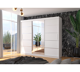 Tolóajtós szekrény tükörrel SALTO 250 Fehér+Fehér