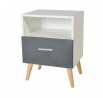Éjjeliszekrény fiókkal LOGAN Fehér+Szürke