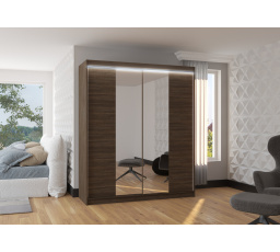 Tolóajtós szekrény tükörrel és LED világítással BALANCE 180 Choco+Choco