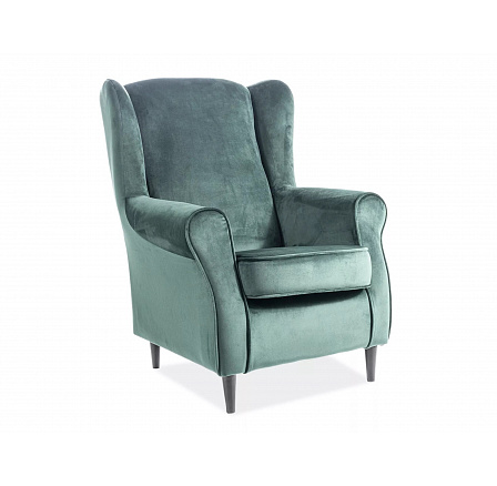 BARON Velvet fotel, zöld Bluvel 78/wenge