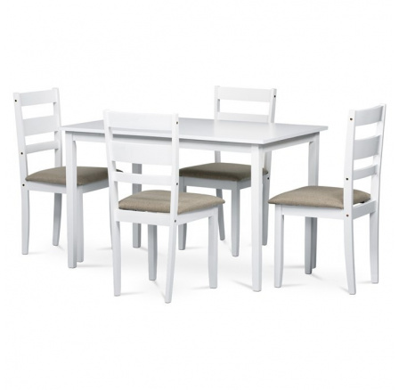 Jídelní set s 4 židlemi, 120x75x75cm, masiv, bílá, AUT-6070 WT Jídelní set s 4 židlemi, 120x75x75cm, masiv, bílá, AUT-6070 WT