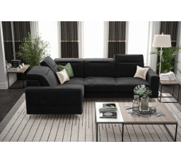NAROŻNIK MALIBU 250X180 CM - lewa , Odcienie czerni