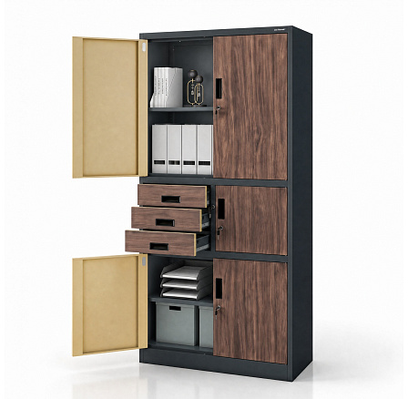 Irodai fém szekrény trezorral antracit / dió: Eco Design FILIP II, 900 x 1850 x 400 mm Irodai fém szekrény trezorral antracit / dió: Eco Design FILIP II, 900 x 1850 x 400 mm