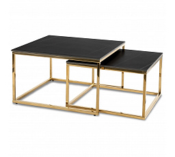 Zestaw Stolików Ceramicznych TENOR Czarny Marmur/ Złoty
