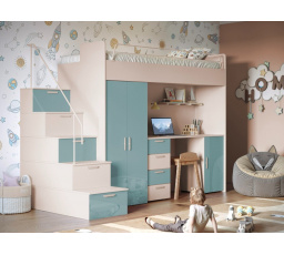 Patrová postel PARADISE 4S Kašmír Modrá Lesk