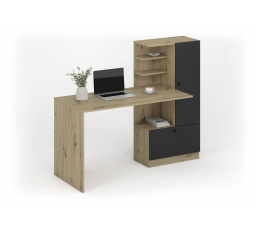 HOBAS íróasztal, artisan tölgy / fekete
