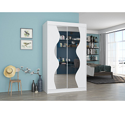 Tolóajtós szekrény tükörrel OSWALD 120 Fehér+Fehér