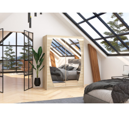 Tolóajtós szekrény tükörrel és LED világítással ALEN 150 Sonoma+Sonoma