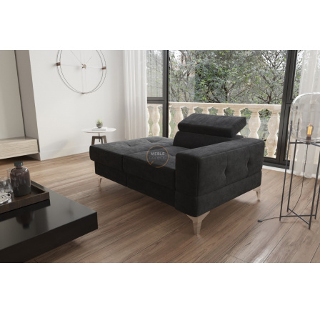 SOFA JEDNOOSOBOWA TOSCANIA I SZEZLONG 135 CM - Odcienie czarnego , Szezlong po lewej - lewa strona