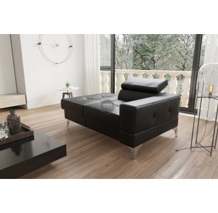 SOFA JEDNOOSOBOWA TOSCANIA I SZEZLONG 135 CM - Czarna eko skóra , Szezlong po lewej - lewa strona