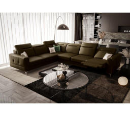 NAROŻNIK MALIBU MAX RELAX 320x250 SKÓRA NATURALNA - prawa , Skóra oliwkowy brąz