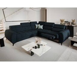 NAROŻNIK ROZKŁADANY PORTO II RELAX 255X258 CM - prawa , Odcienie niebieskiego