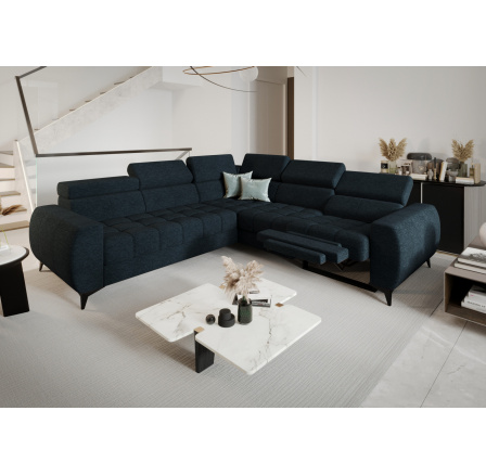 NAROŻNIK ROZKŁADANY PORTO II RELAX 255X258 CM - prawa , Odcienie niebieskiego