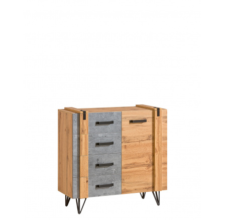 LOFTER komód - LO6, Wotan tölgy + Millenium beton