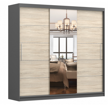 MULTI 23 Gardróbszekrény, Szürke/Sonoma Tölgy