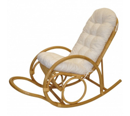 Ratanové houpací křeslo Jenaira medové polstr bílý