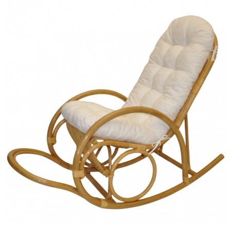 Ratanové houpací křeslo Jenaira medové polstr bílý