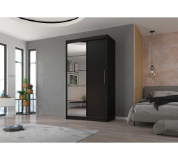 Tolóajtós szekrény tükörrel ESTI 120 Fekete+Fekete