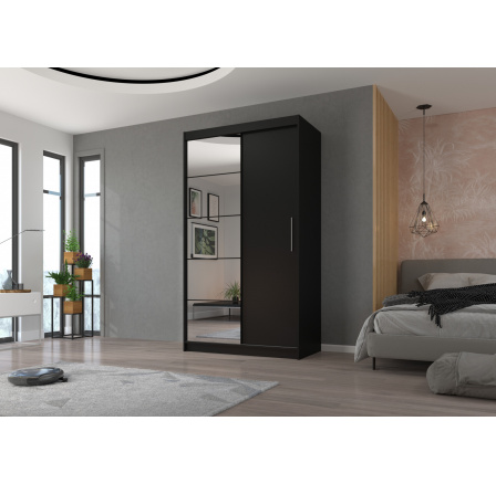 Tolóajtós szekrény tükörrel ESTI 120 Fekete+Fekete