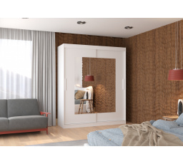 Tolóajtós szekrény tükörrel ROSETTE 180 Fehér+Fehér