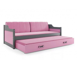 DAWID PODWÓJNE RAMA GRAFIT WYPEŁNIENIA RÓŻOWY SZUFLADA RÓŻOWY 80 X 190 KPL