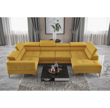 NAROŻNIK ROZKŁADANY TOSCANIA MAX I 170x350x185 CM - lewa , Odcienie żółtego