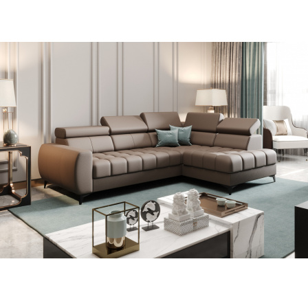 NAROŻNIK PORTO MINI SKÓRA NATURALNA 170x255 CM - prawa , Skóra mleczna czekolada