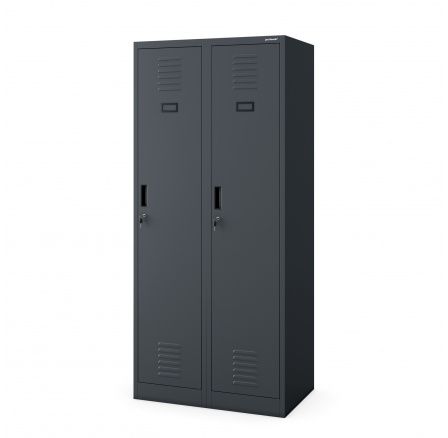 Fém zárható négyrekeszes öltözőszekrény KACPER, 800 x 1800 x 500 mm, antracit