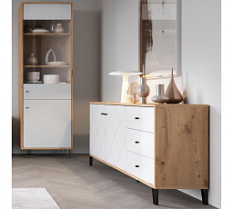 Komoda BACARDI 183 cm Dąb Artisan/Biała
