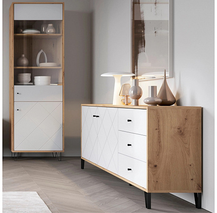Komoda BACARDI 183 cm Dąb Artisan/Biała
