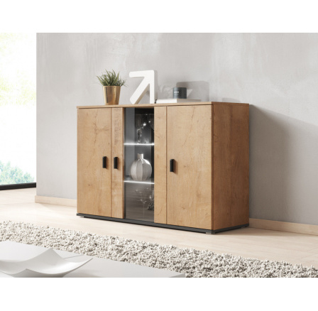 Komoda SOHO S-7, Dub lefkas/Černý lesk