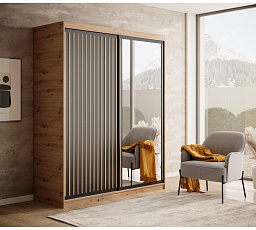 Tolóajtós szekrény Delia 160 Artisan+Fekete