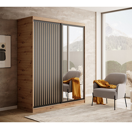 Tolóajtós szekrény Delia 160 Artisan+Fekete