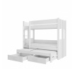 Háromszemélyes emeletes ágy ARTEMA 180x80 Fehér+Fehér