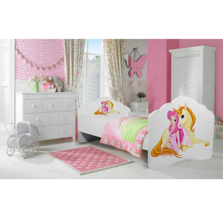 Łóżko z materacem CASIMO GIRL WITH UNICORN 140x70 White
