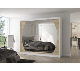 Tolóajtós szekrény tükörrel CAMBE 250 Fehér+Sonoma